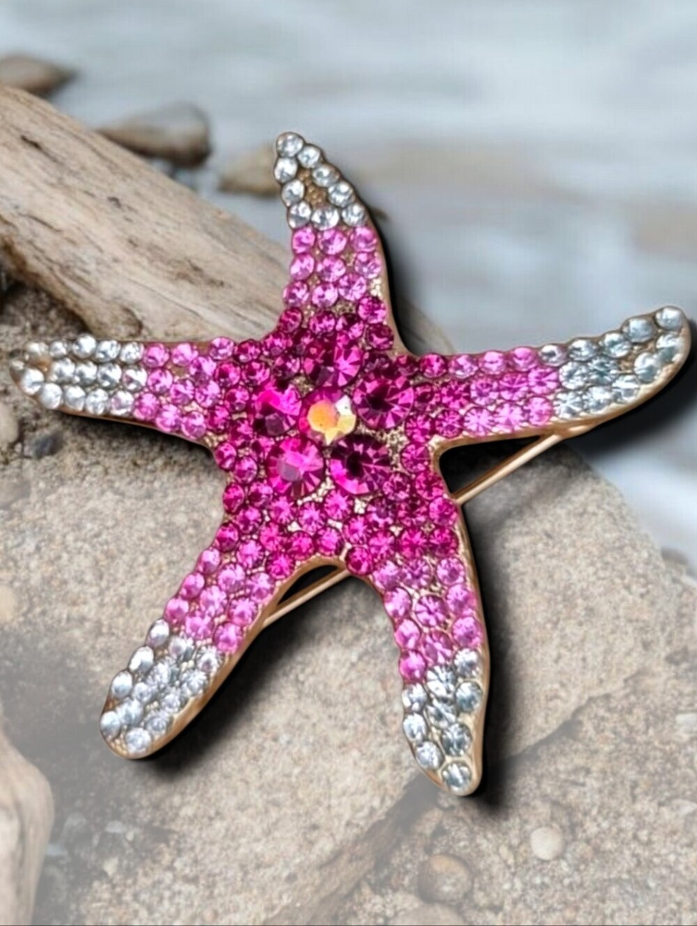 Rhinestone Starfish Brooch